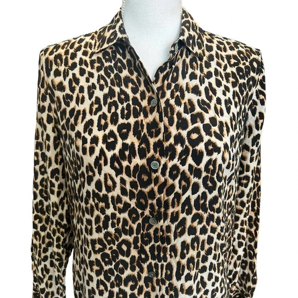 EQUIPTMENT Femme Slim Signature Silk Shirt Natural Leopard - Picture 4 of 10
